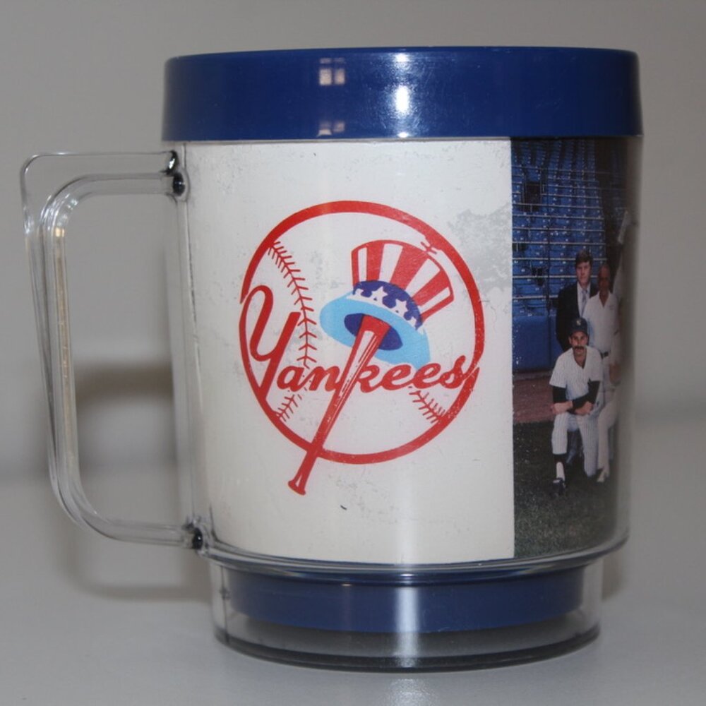 Vintage Yankees Coffee Mug Dodge Dealers NY NJ CT Tristate Blue MLB Baseball
